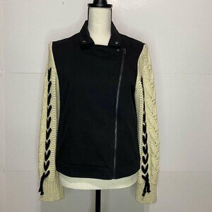 Ellison Womens Medium Black Laced Sweater Sleeve Full Zip Jacket